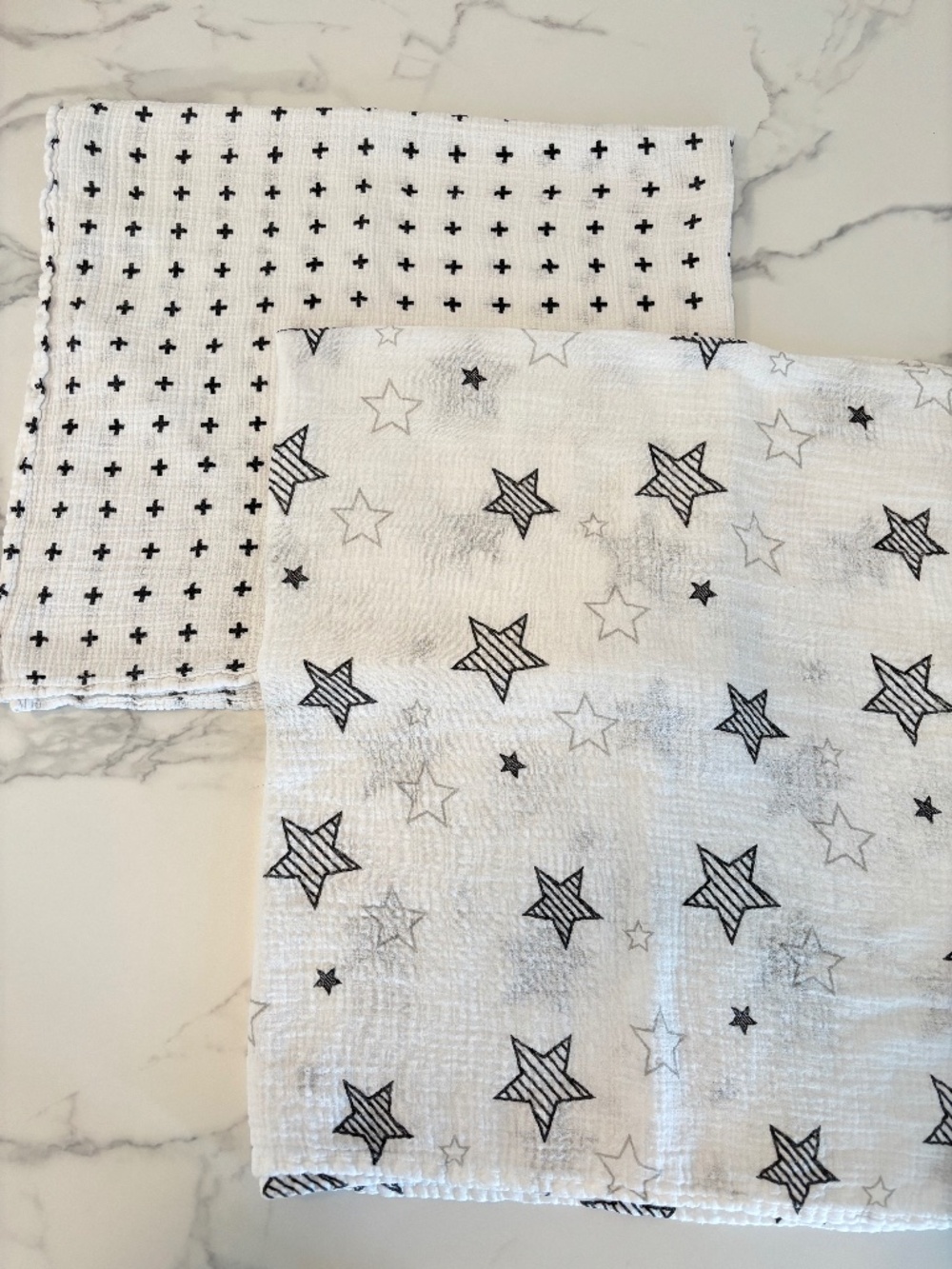Two Large Swaddle Blankets Neutral Colors